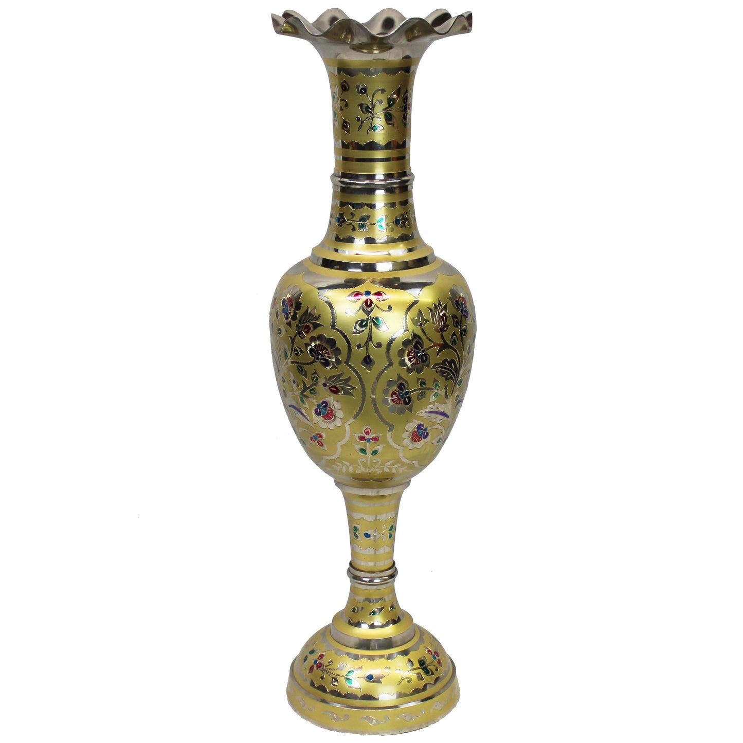 Natural Geo Decorative Brass 30 Yellow/Gold Floral Floor Vase
