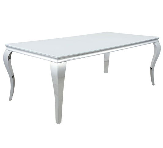 Carone 61 Rectangular Glass Top Dining Table White And Chrome