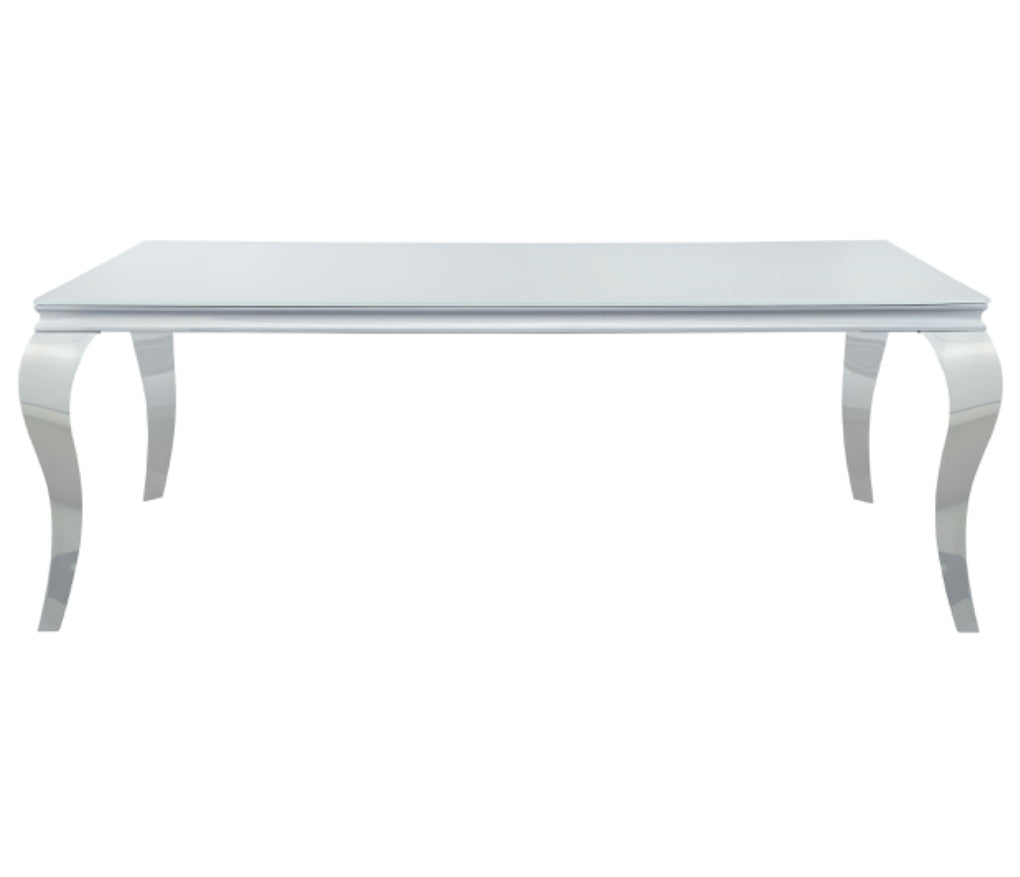 Carone 61 Rectangular Glass Top Dining Table White And Chrome