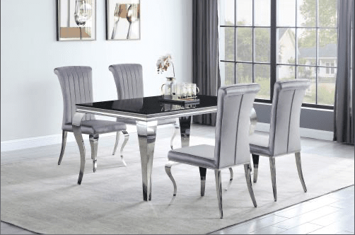 Carone 61 Rectangular Glass Top Dining Table Black And Chrome