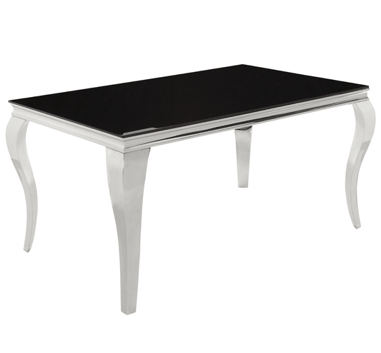 Carone 61 Rectangular Glass Top Dining Table Black And Chrome