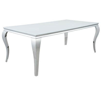 Carone 61 Rectangular Glass Top Dining Table White And Chrome