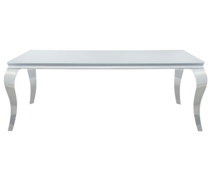Carone 61 Rectangular Glass Top Dining Table White And Chrome