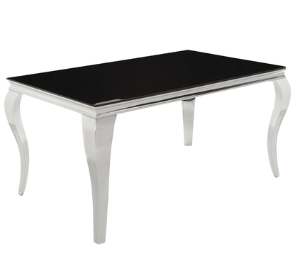 Carone 61 Rectangular Glass Top Dining Table Black And Chrome